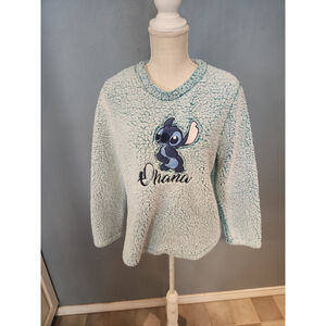 Disney Lilo and Stich Ohana sherpa crew neck sweater